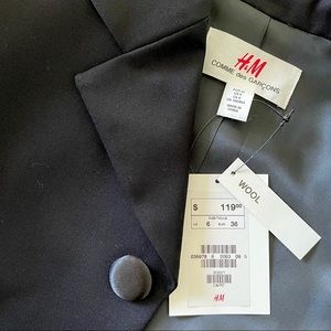 H&M COMME des GARÇONS Women's Black Wool Blazer NWT